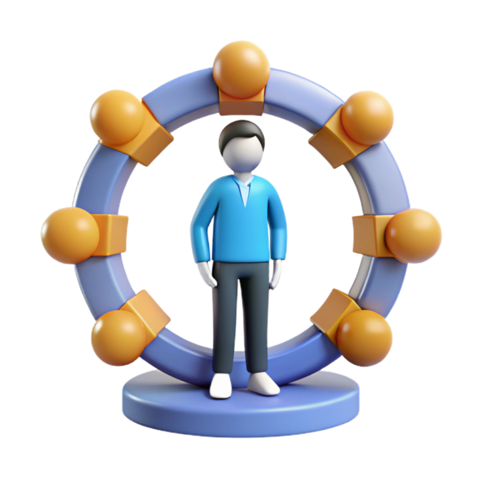 Person in Network Circle Connectivity, Collaboration, and Community png