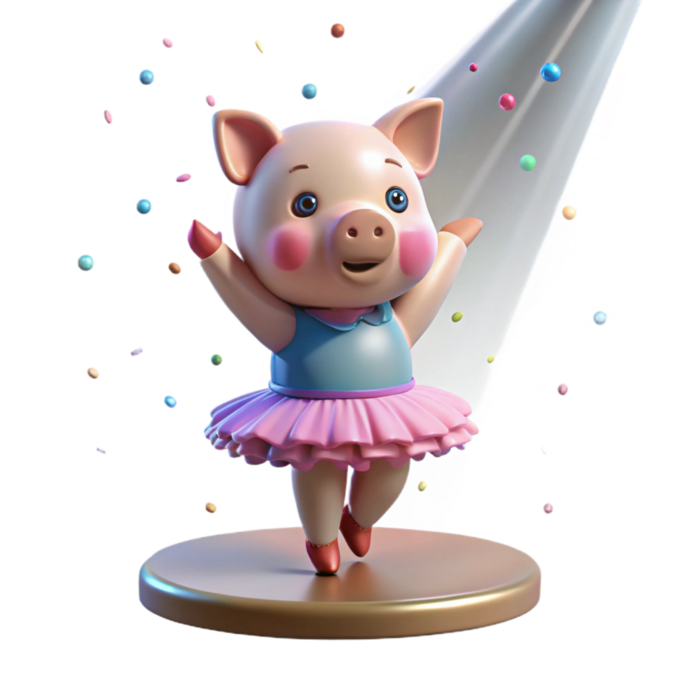 Adorable Pig Ballerina 3D Render of Cute Pig in Tutu png