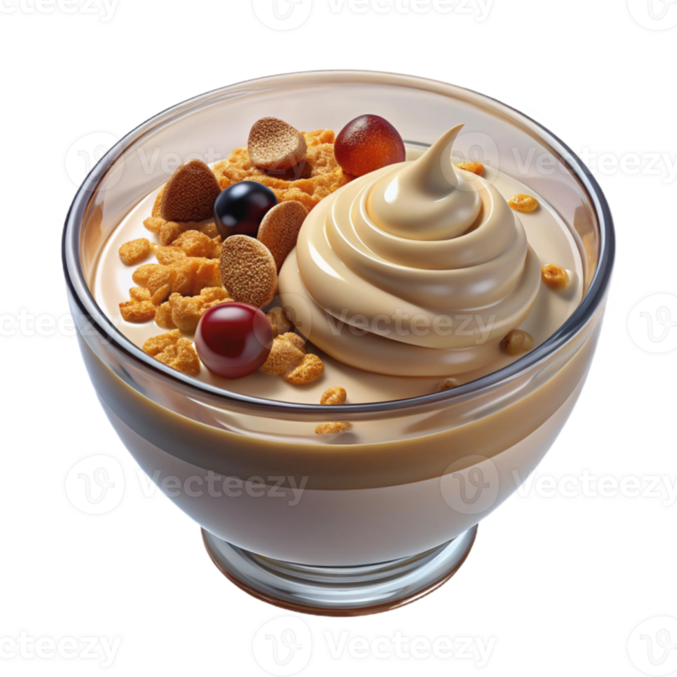 Creamy Dessert with Granola and Berries png