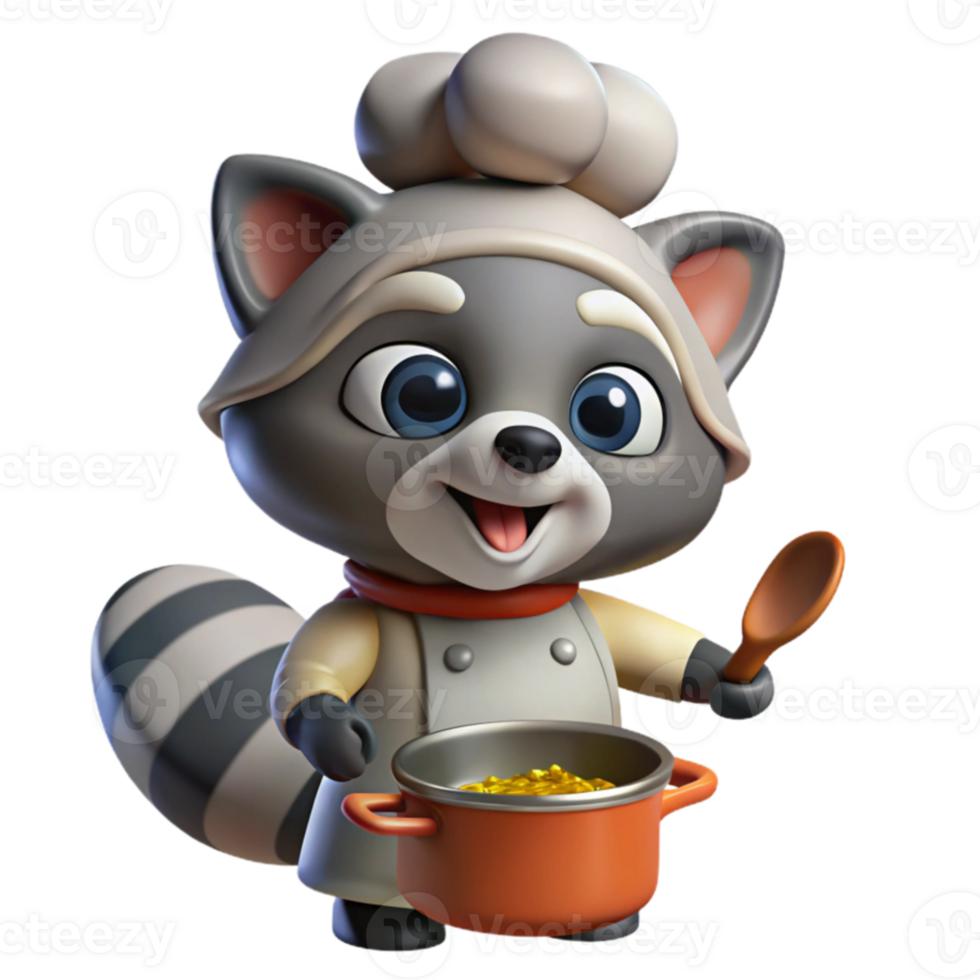 förtjusande tvättbjörn kock matlagning utsökt mat png