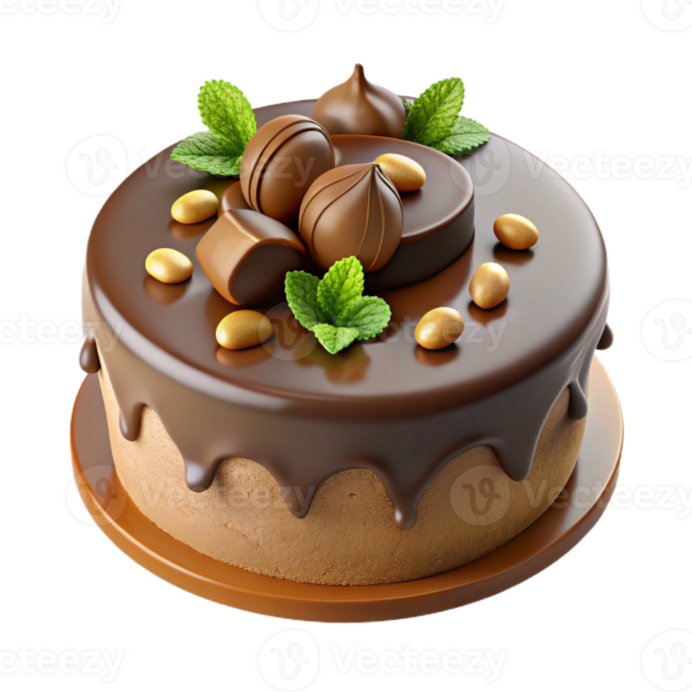 Decadent Chocolate Cake with Chocolate and Mint png