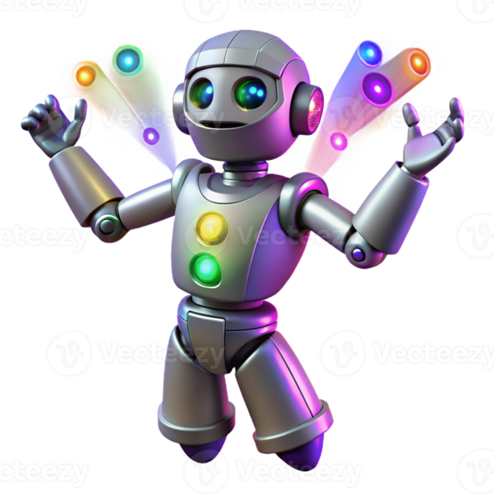 Joyful Robot with Colorful Lights png