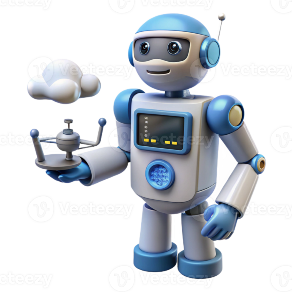 Robot Presenting Cloud Computing and Automation png