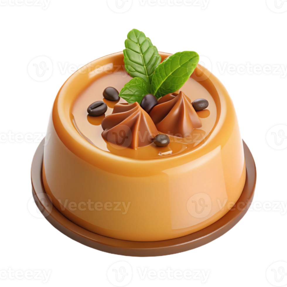 Creamy Coffee Dessert with Chocolate Topping and Mint png