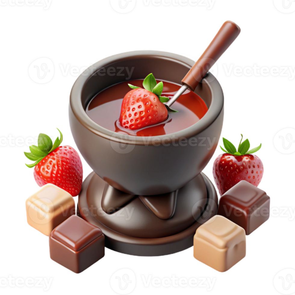 Chocolate Fondue with Strawberries and Candy png