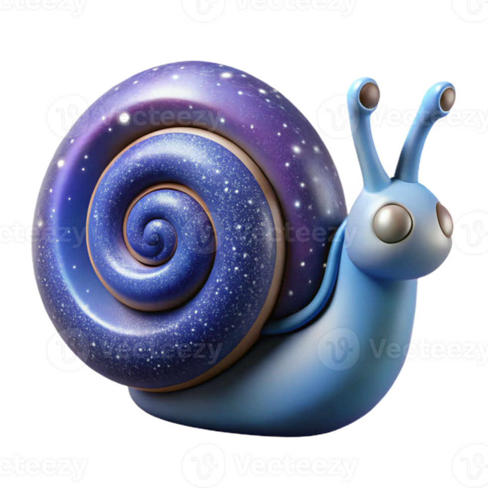 Cosmic Snail 3D Render of a Galaxy-Themed Snail png