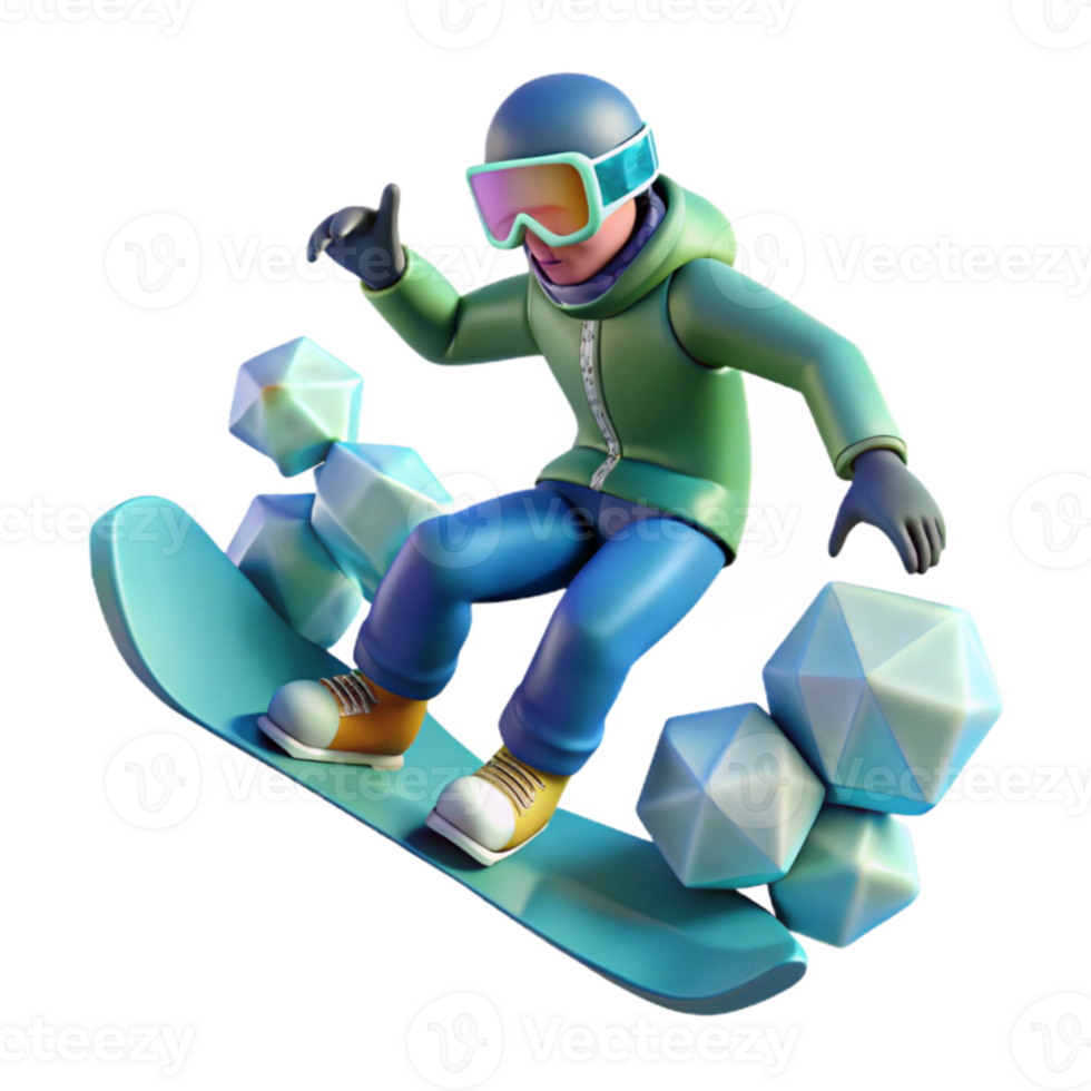 Snowboarding 3D Render Winter Sports Fun png