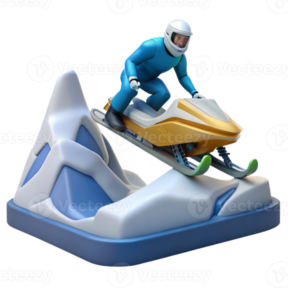 Snowmobile Rider on Mountainous Terrain png