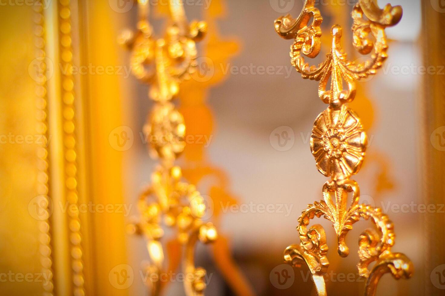 Elegant golden ornamental patterns with intricate designs and luxurious details photo