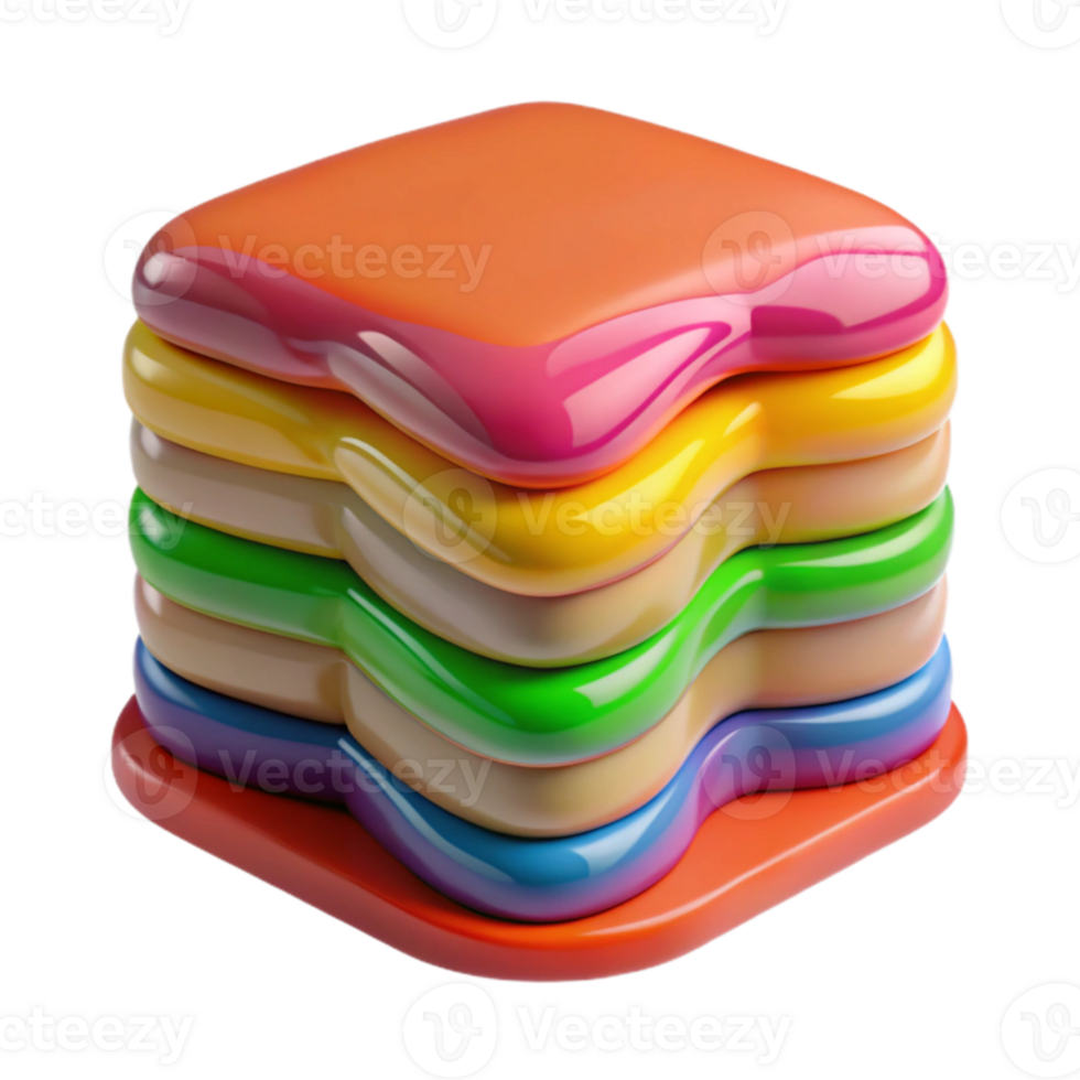 Rainbow Stacked Layers Abstract Colorful 3D Design png
