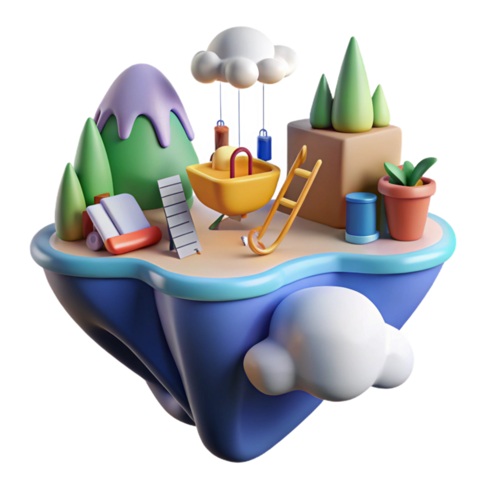 3D Render of Whimsical Island Playground png