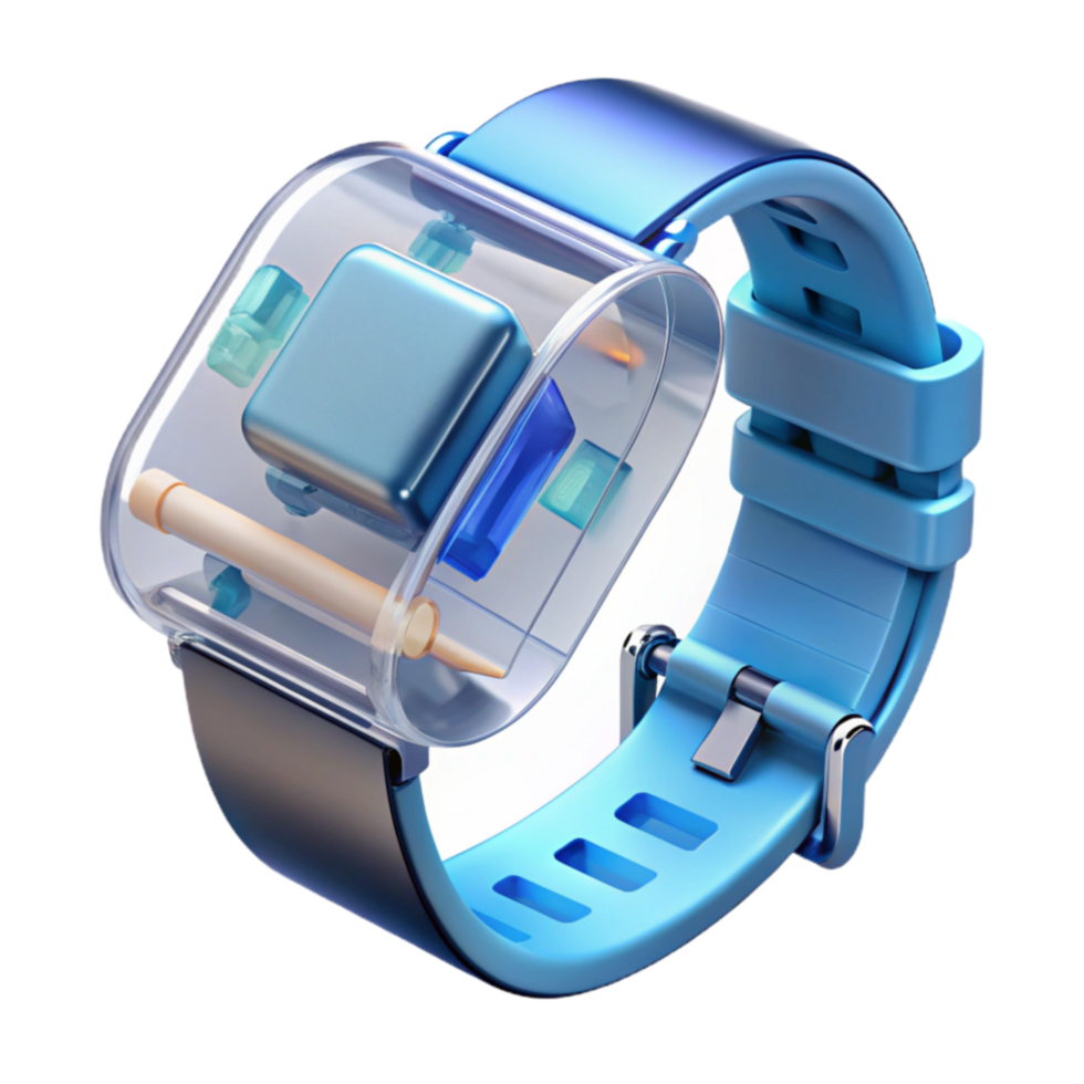 Transparent Smartwatch Innovative Tech Design with Internal Components Visible png