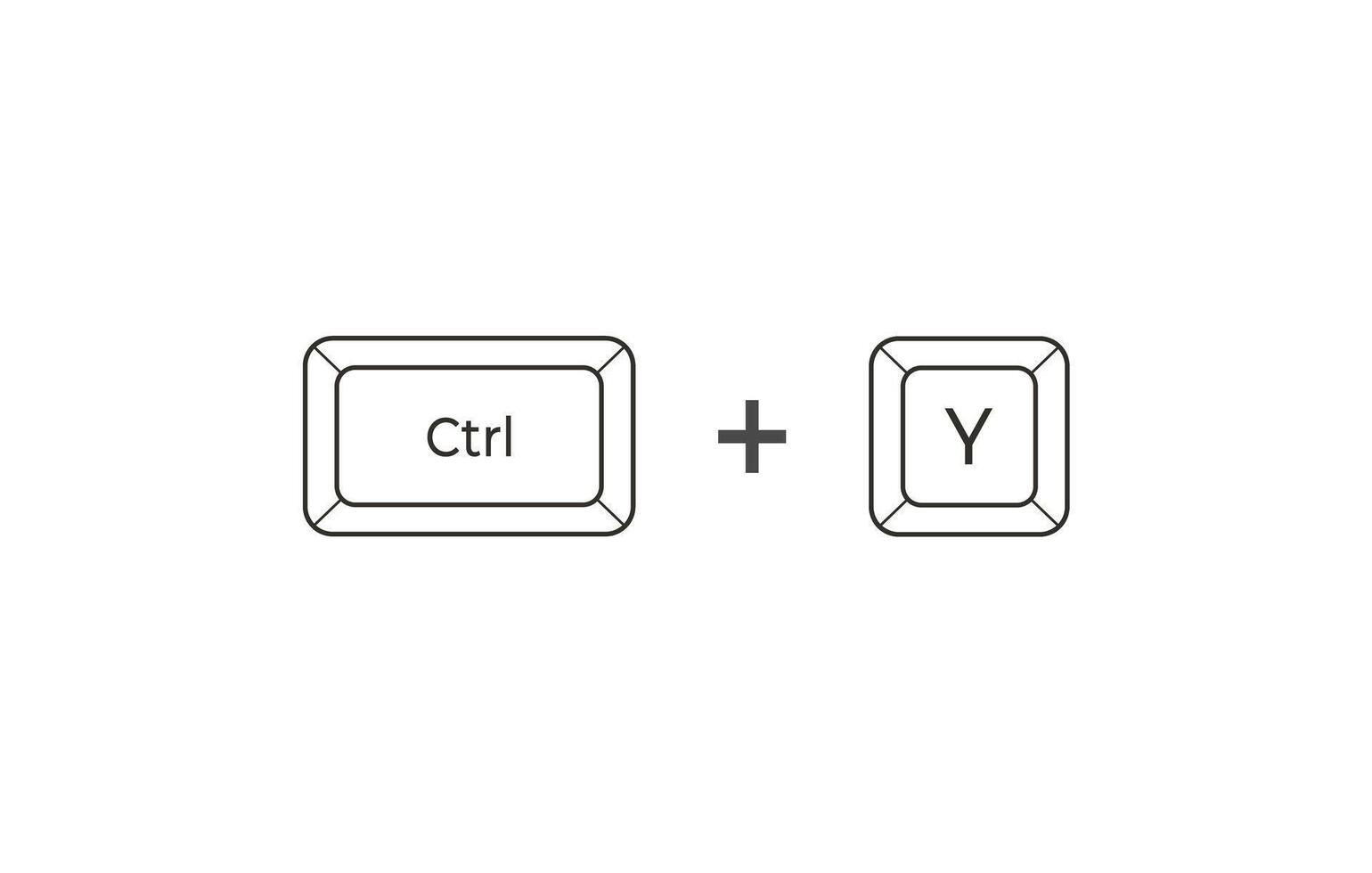 Crtl Y keyboard shortcuts in flat style vector