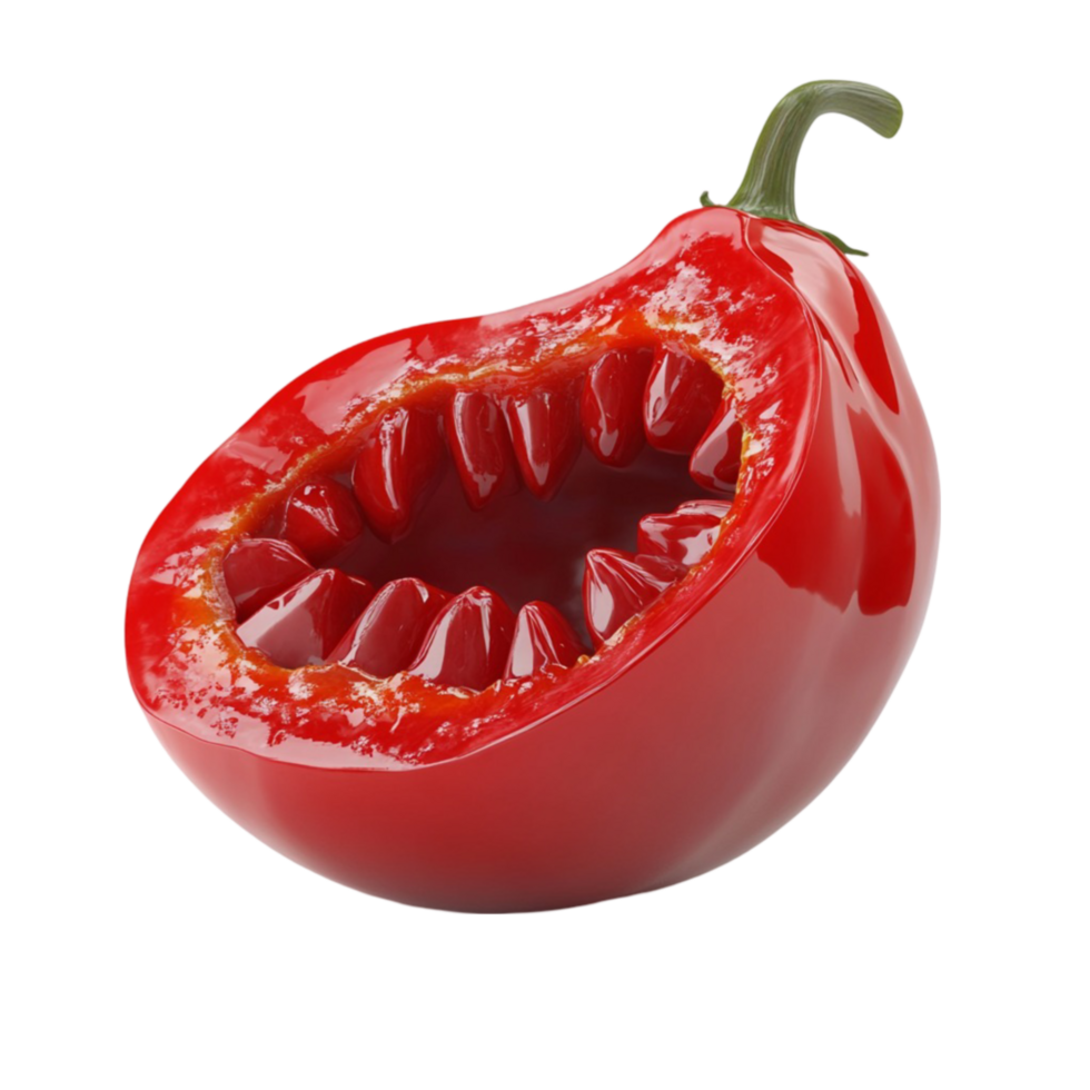 Red Pepper with Its Mouth Open On Transparent Background png
