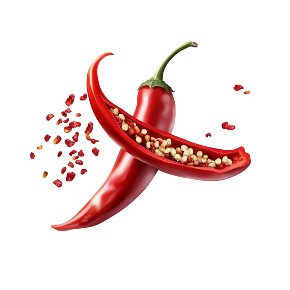 Vibrant Red Chili Peppers on Transparent Background png