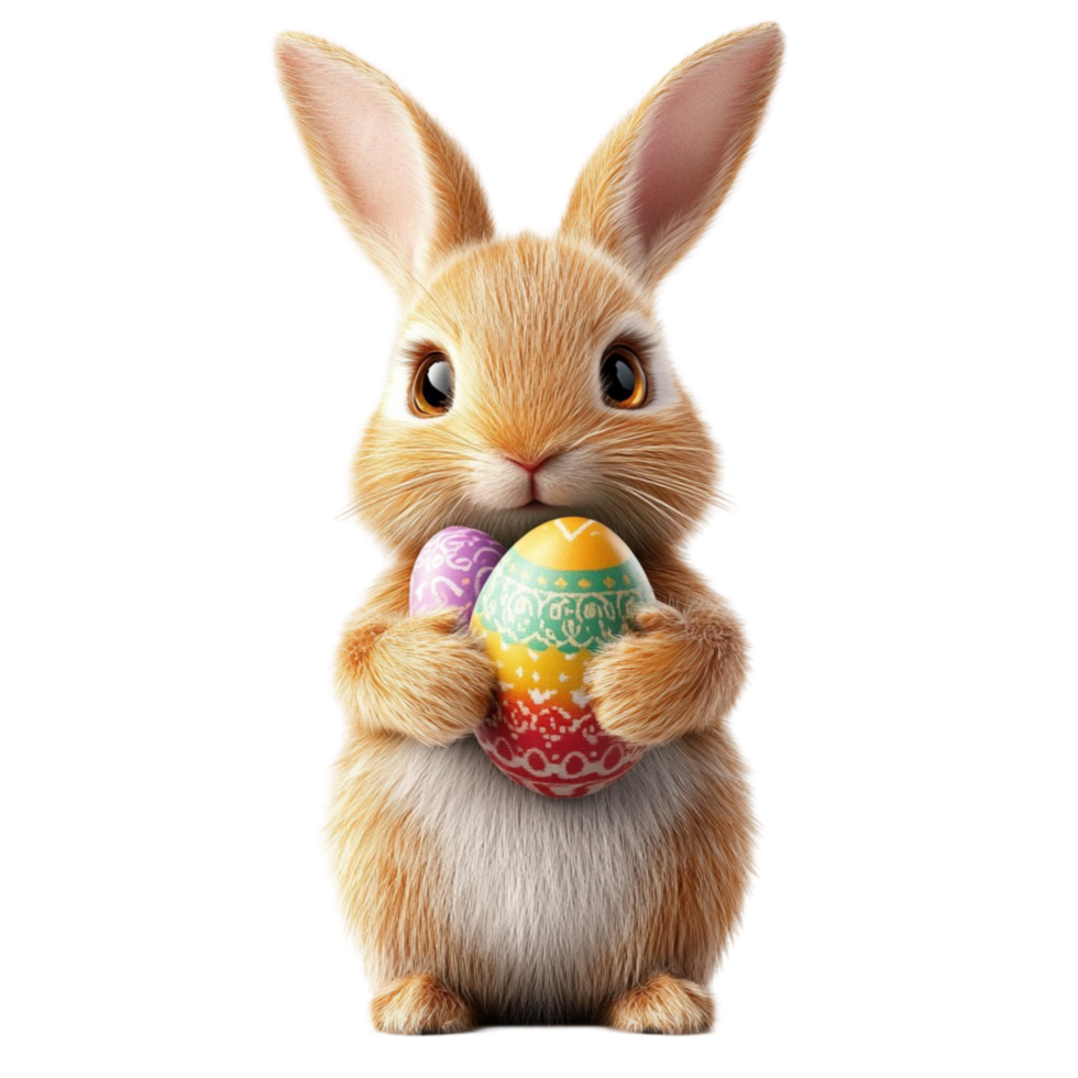 Adorable Bunny Holding Easter Eggs png