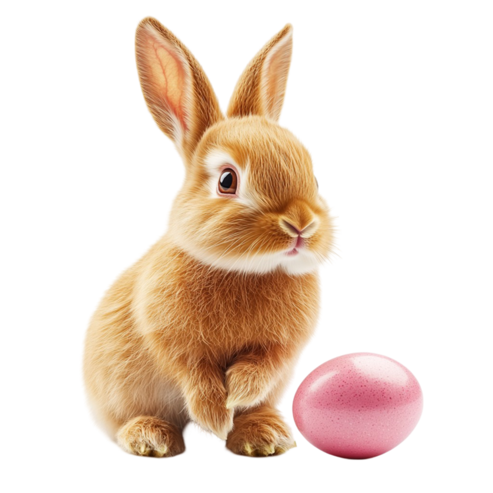 Easter Bunny with Pink Egg on Transparent Background png