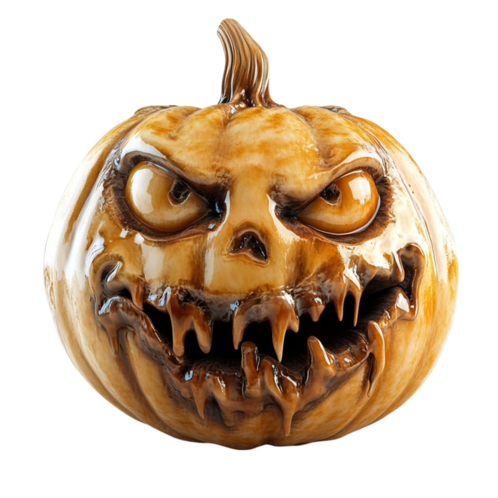 Spooky Halloween pumpkin on transparent background png