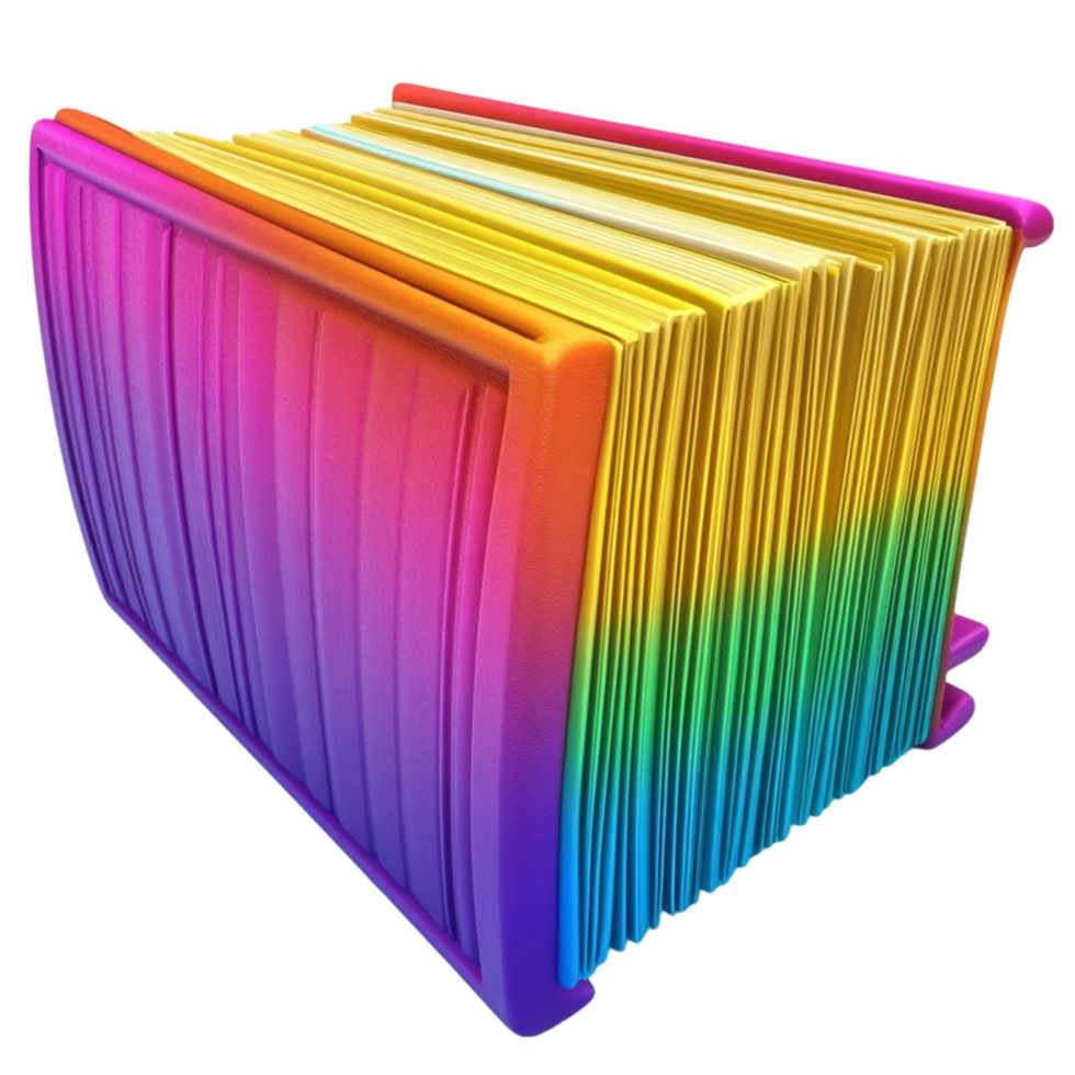 Multicolored Book Covers in a Stack on Transparent Background png