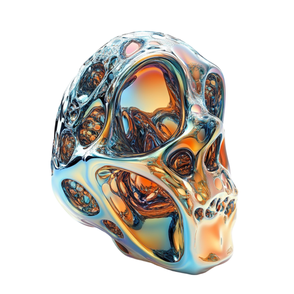 a skull with a colorful design on Transparent Background png