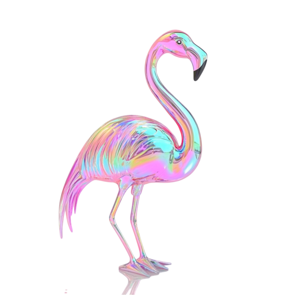 Stylish Pink Flamingo Statue on Transparent Background png