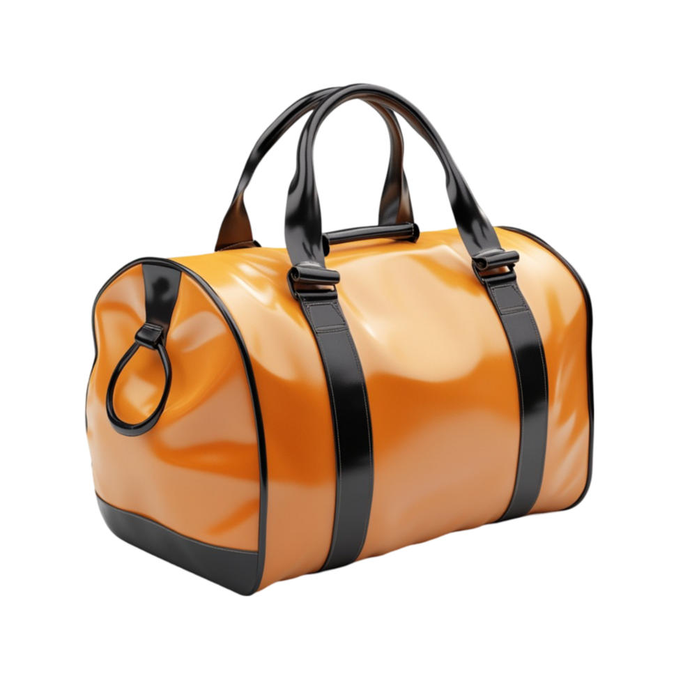 orange duffel bag on transparent background png