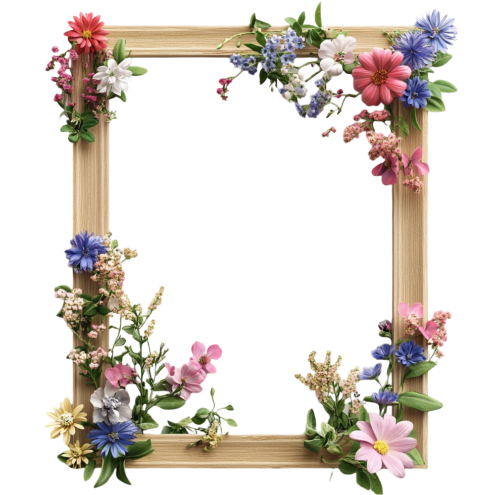a wooden frame with flowers on it png