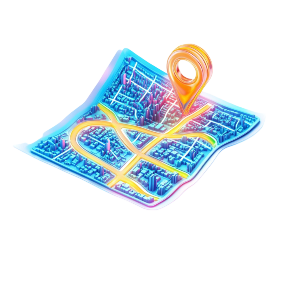 a map with a pin on it, on a transparent background png