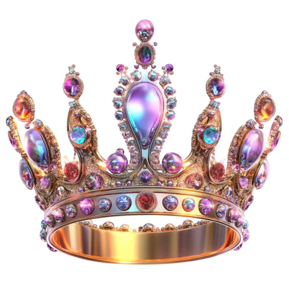 A crown with many colorful stones on it png