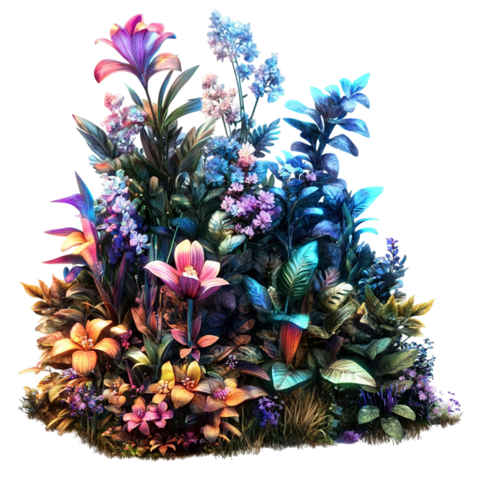 Stunning Flower Garden with Blooming Flowers on Transparent Background ...