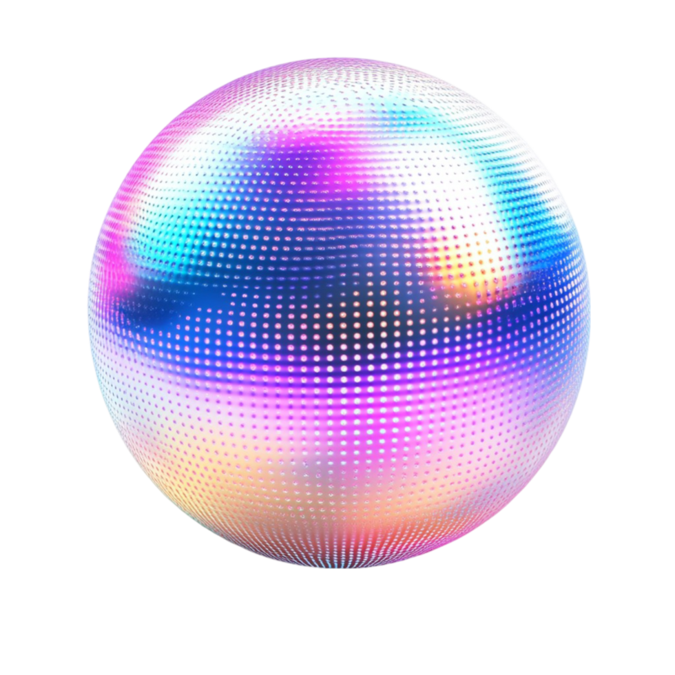 Geometric Colorful Sphere with Dots on Transparent Background png