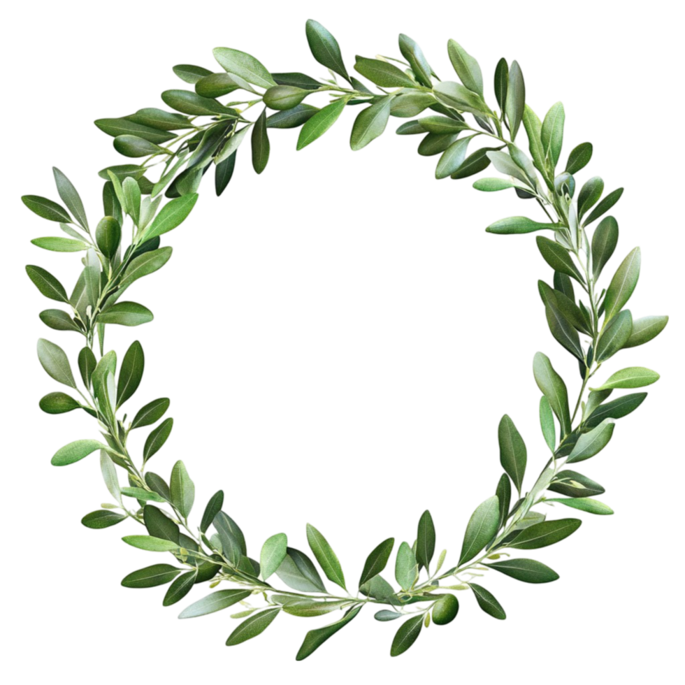 Green Olive Wreath with Leaves on Transparent Background png