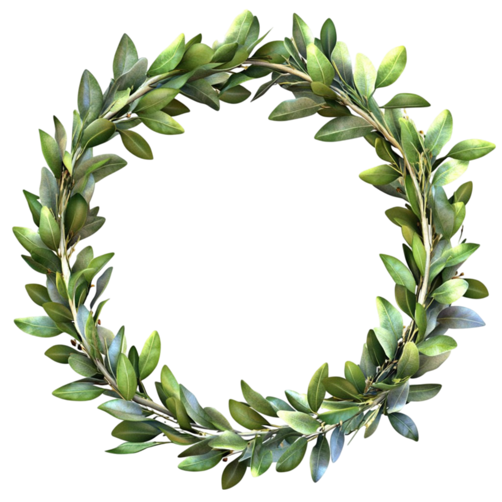 Elegant Olive Branch Wreath on Transparent Background png