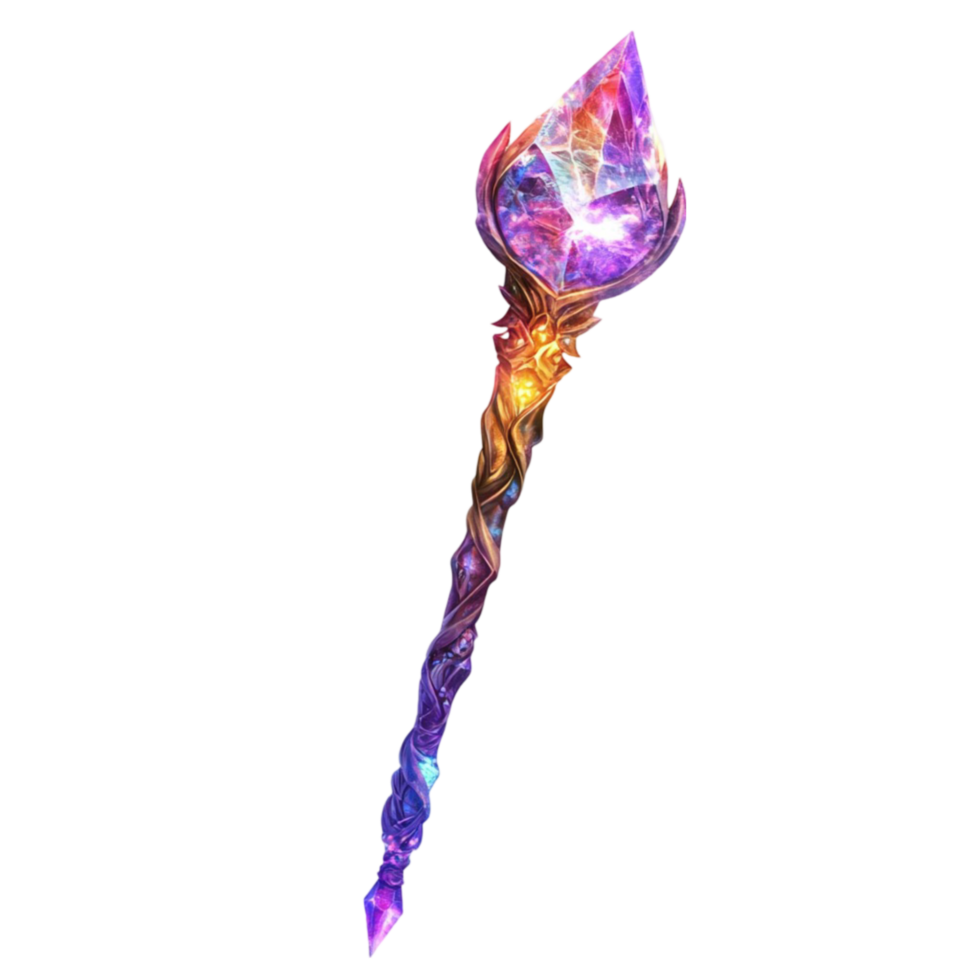 Magical Wand with Purple and Blue Crystal on Transparent Background png