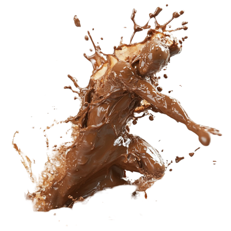 Dynamic Chocolate Splash with a Man on Transparent Background png