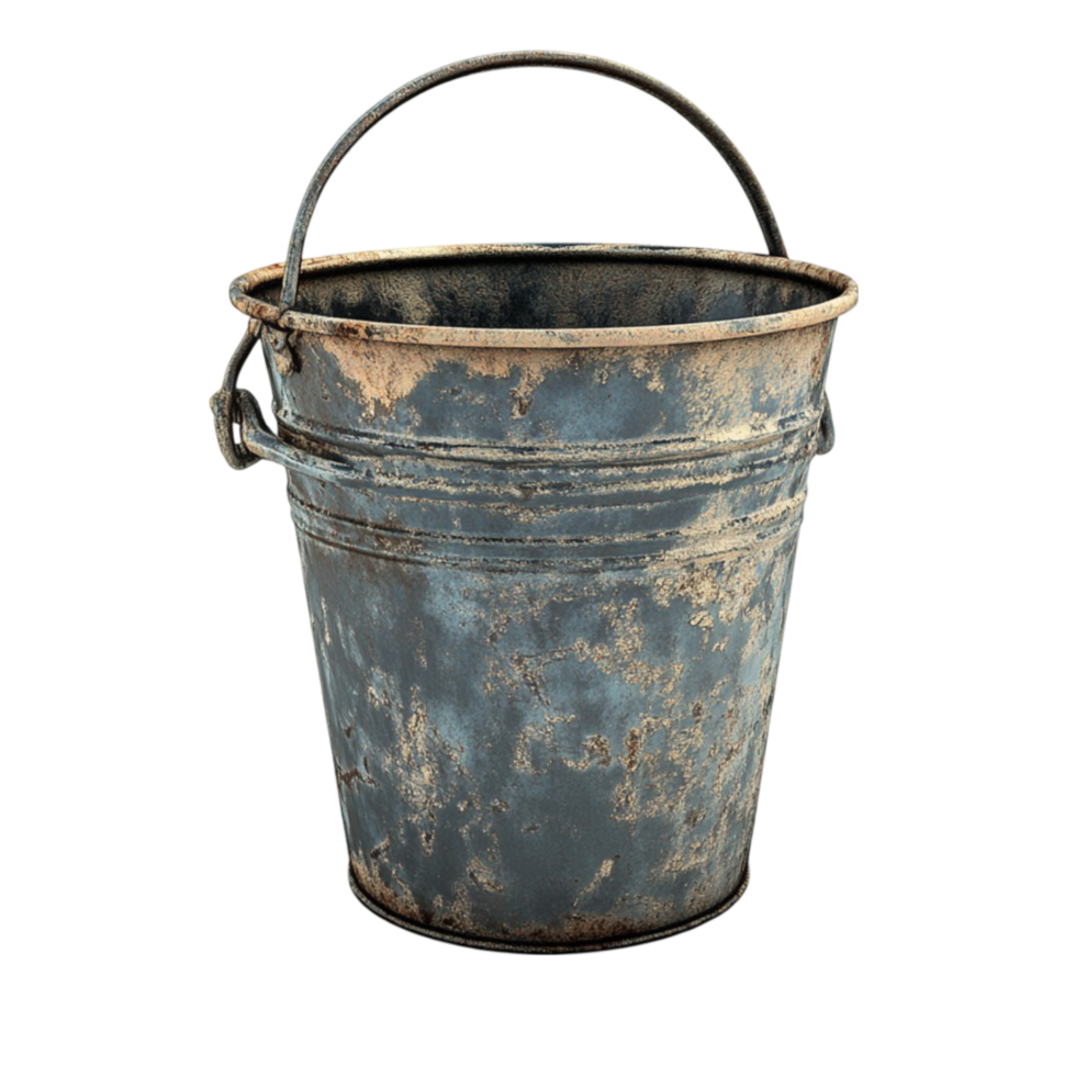 A rusty old bucket on a black background png
