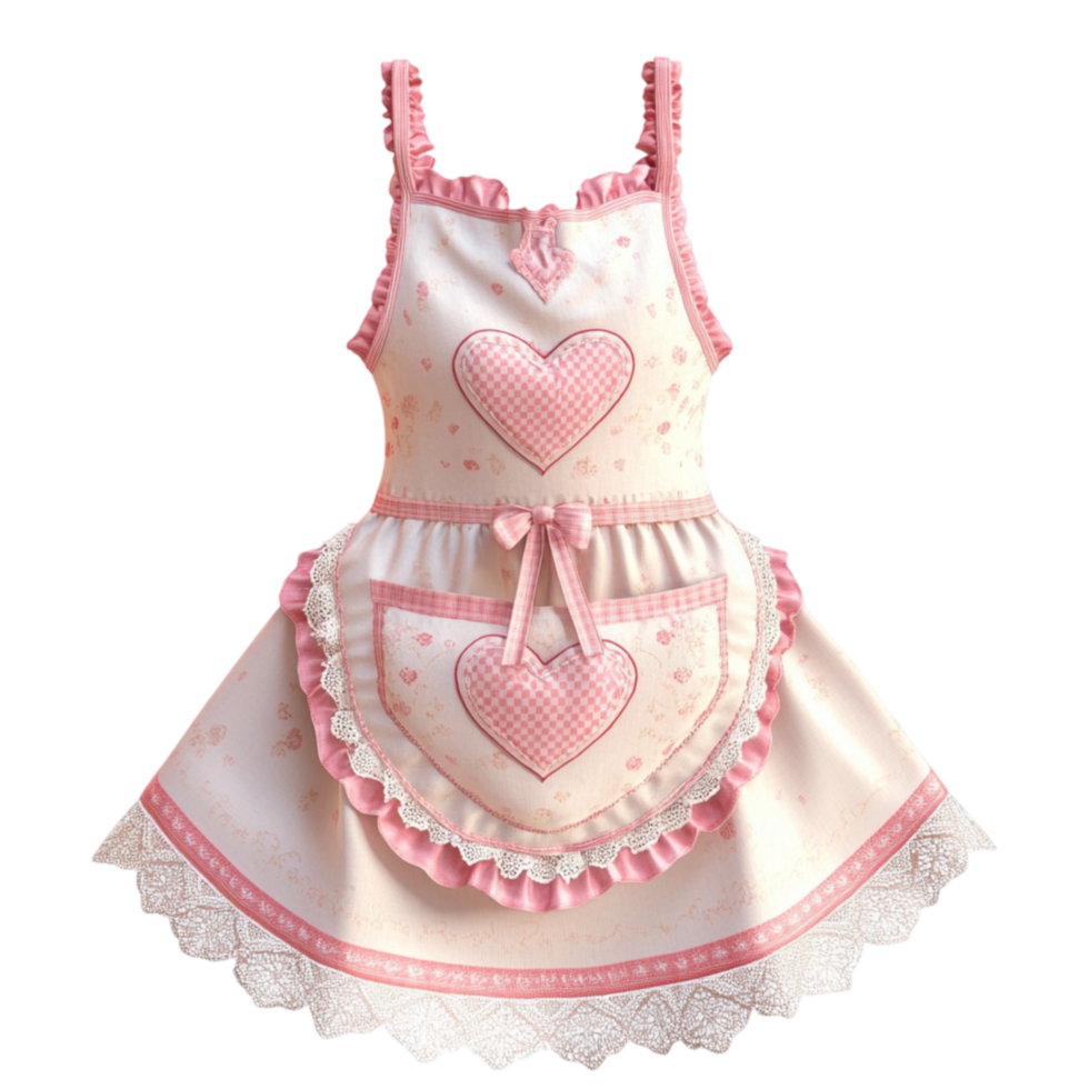 Cute Apron with Hearts On Transparent Background png