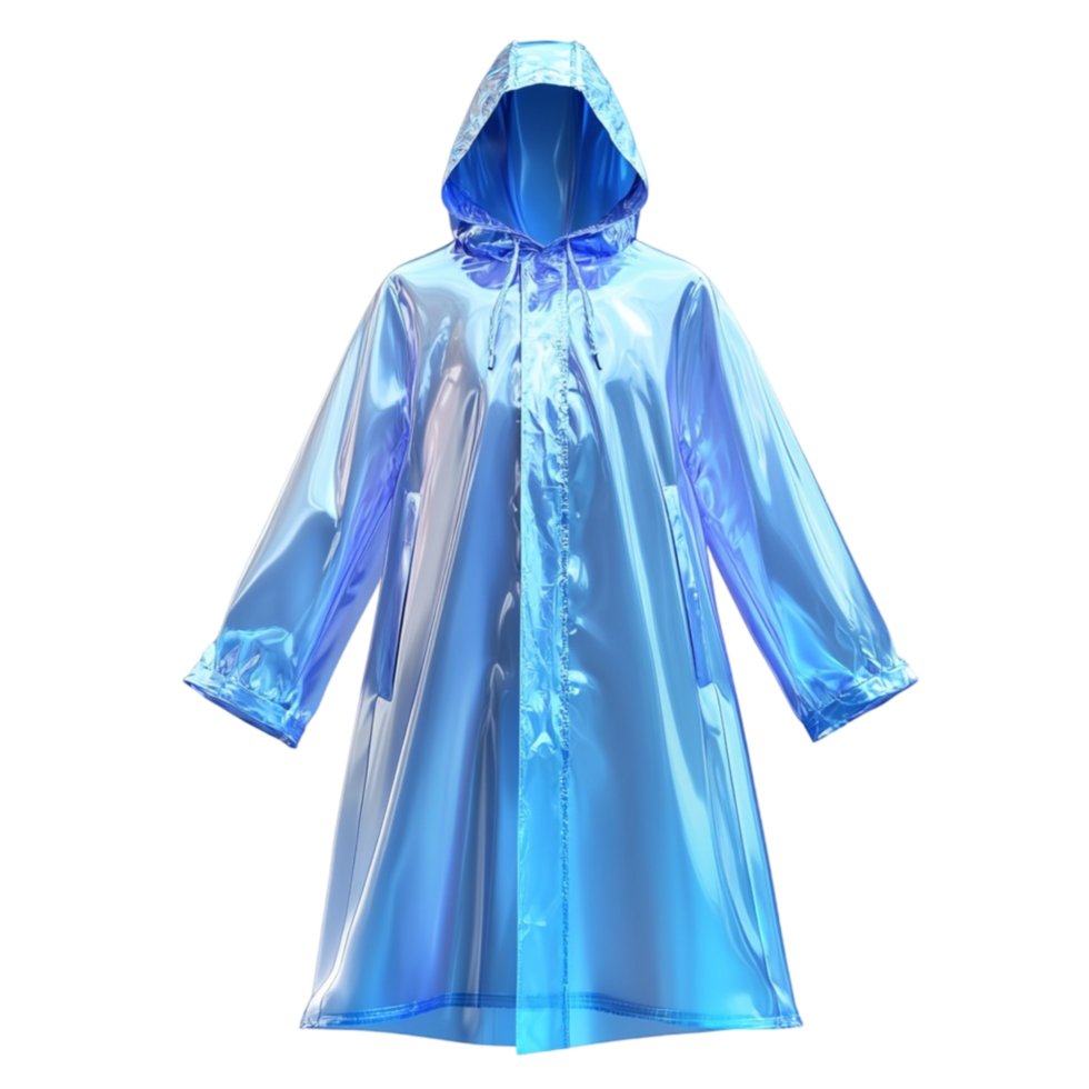 A blue raincoat with hood on a transparent background png