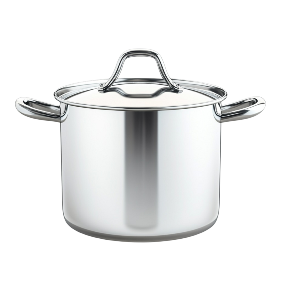 Stainless steel pot with lid on a transparent backgroundbackground png