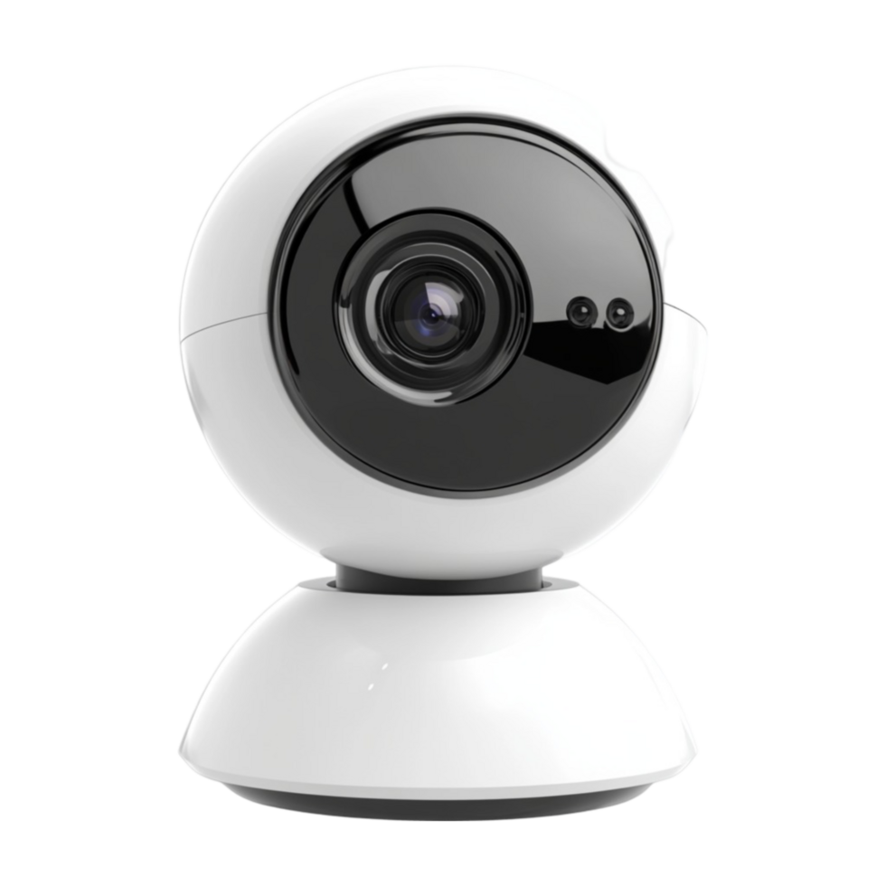 A white and black camera on a stand png
