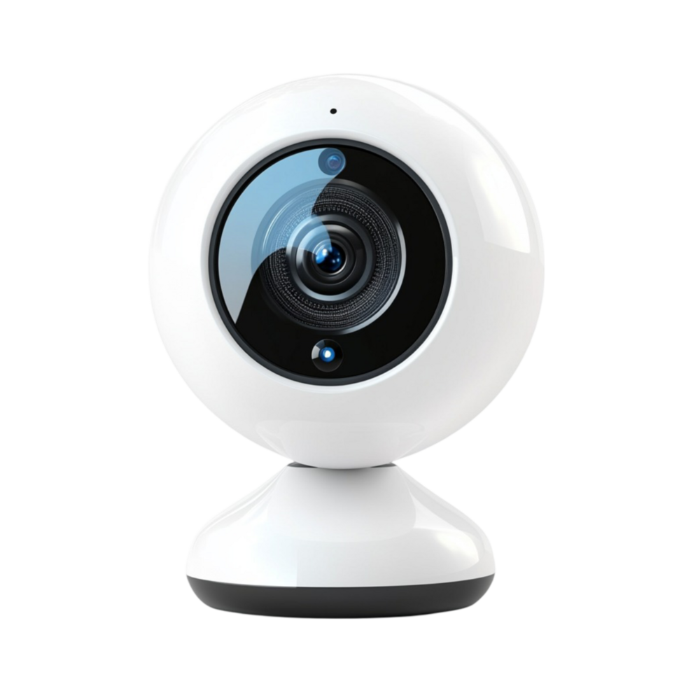 A white camera with a blue lens on it png