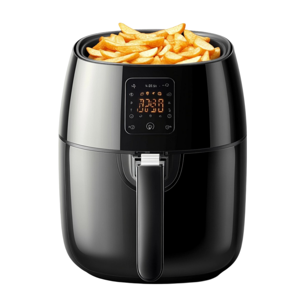 An air fryer with fries in it png