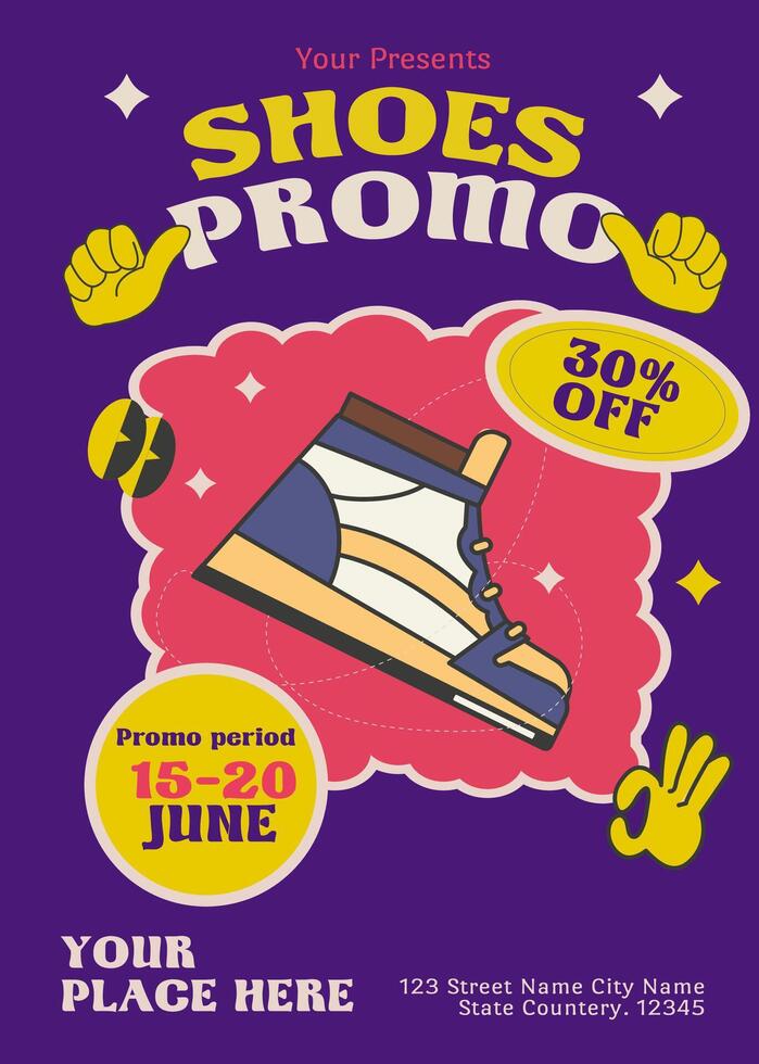Flyers for the trainer shop. Groovy vector