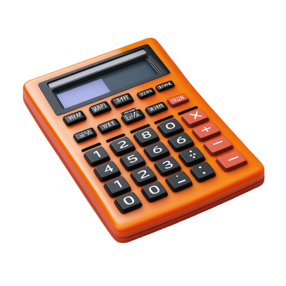 An orange calculator on a transparent background png
