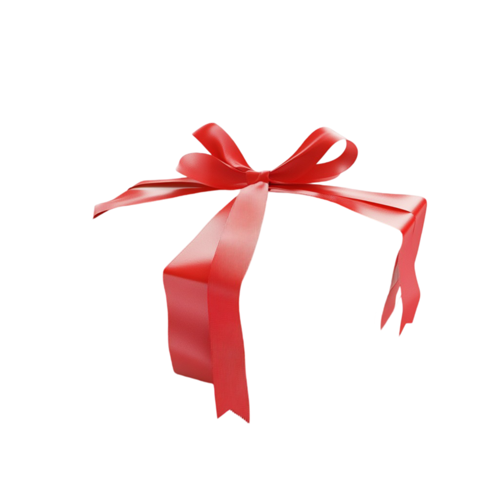 red gift box with ribbon on transparent background png
