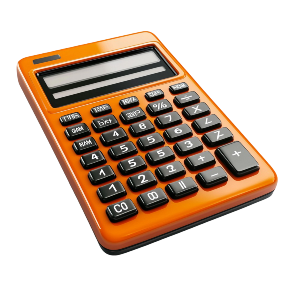 An orange calculator on a transparent background background png