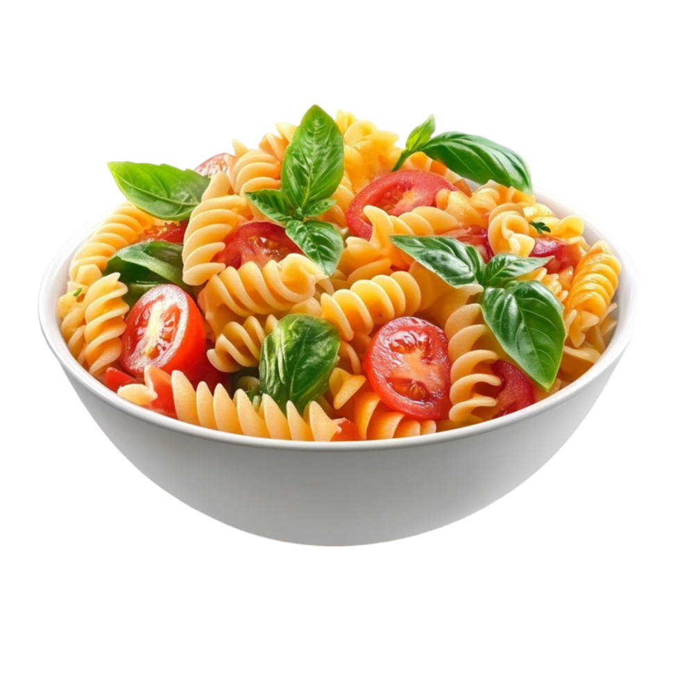 Pasta salad with tomatoes and basil png
