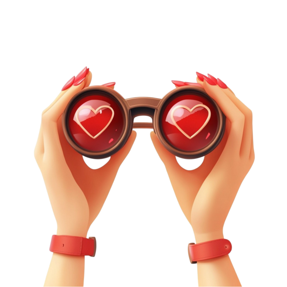 Love-Focused Binoculars on Transparent Background png