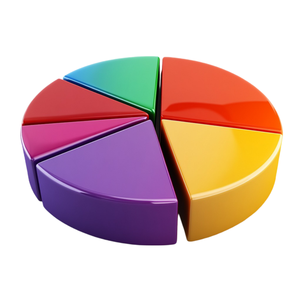 A colorful pie chart on transparent background png