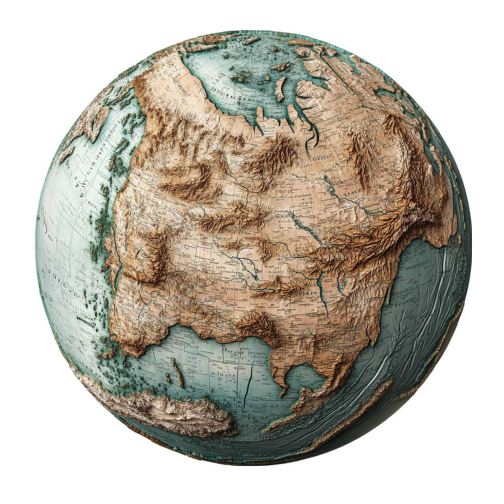 an old earth globe with a transparent background png